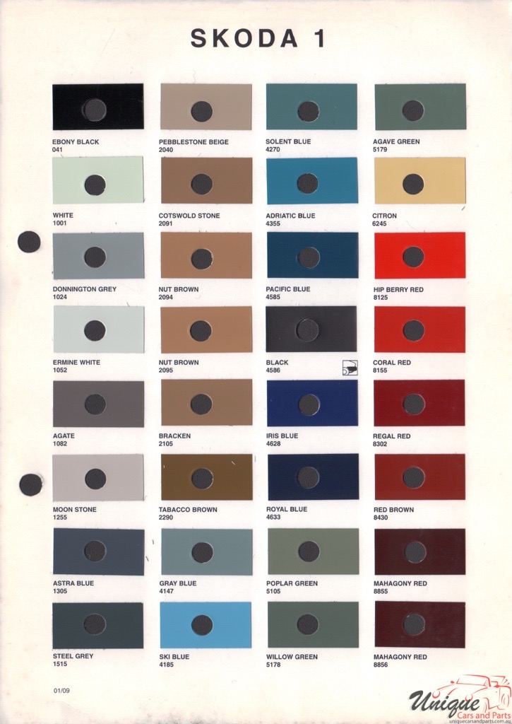 1995 - 2002 Skoda Paint Charts Octoral 1
